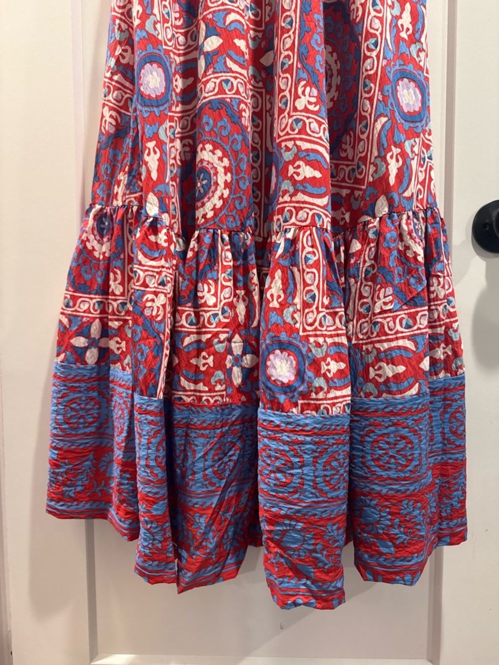 NWT Anthropologie Boho Red/ Blue Motif Midi Shirt Dress Size M - Picture 9 of 16